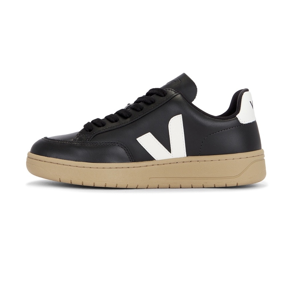 Veja V-12 Sneaker In Black, White, & Dune - Picture 5 of 7